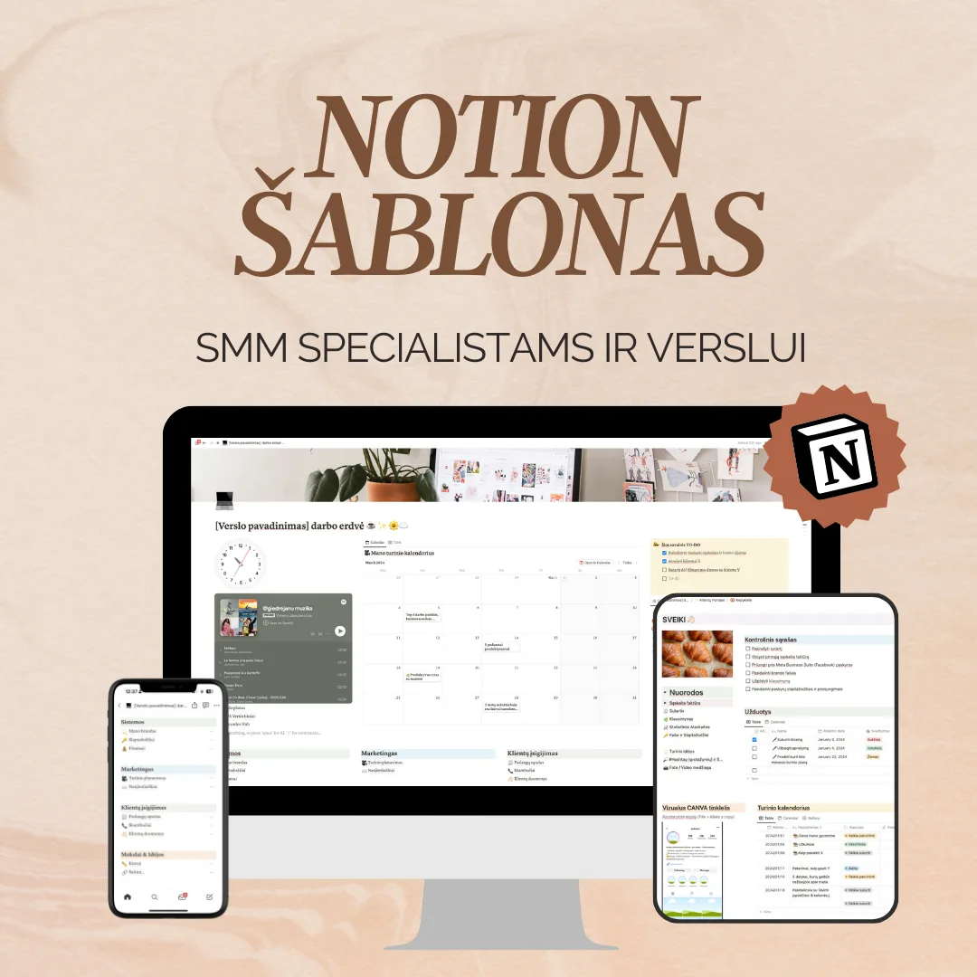 Notion šablonas: socialinių tinklų specialistams ir verslui